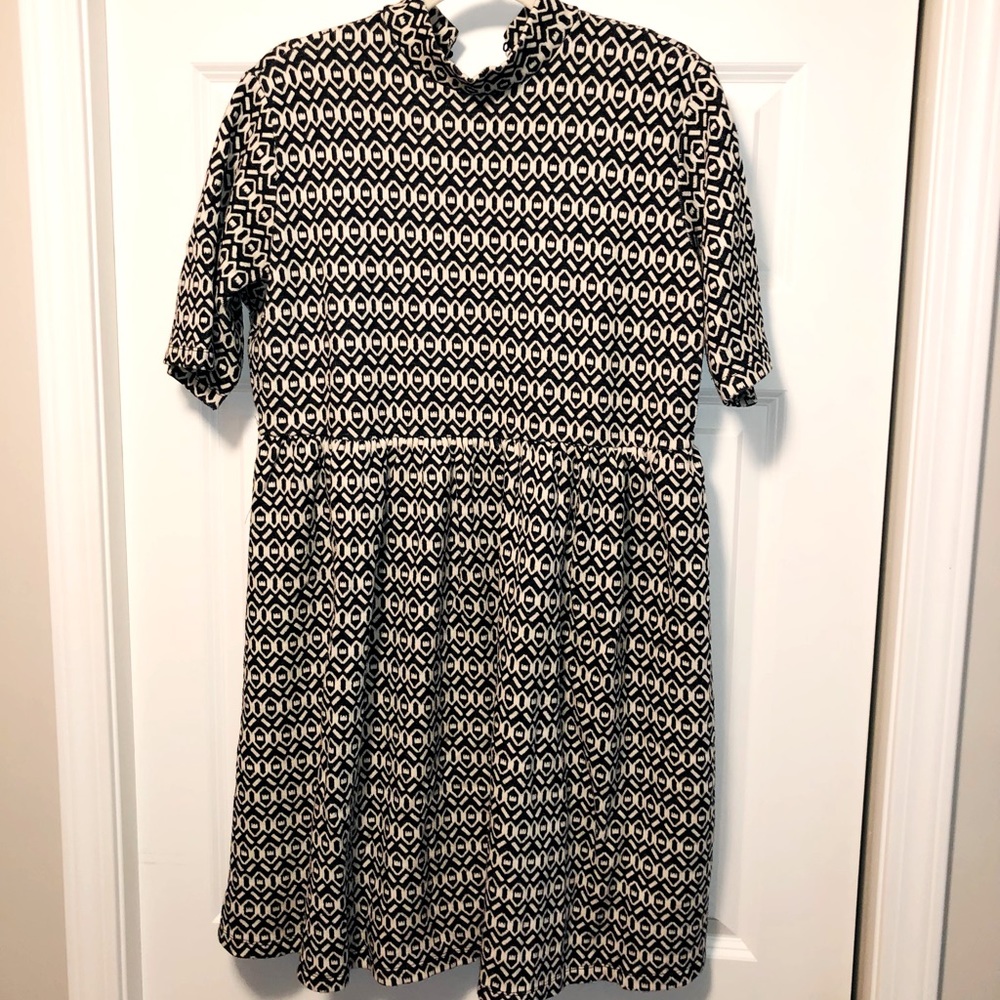 ASOS babydoll dress (gently worn). Navy/cream print.